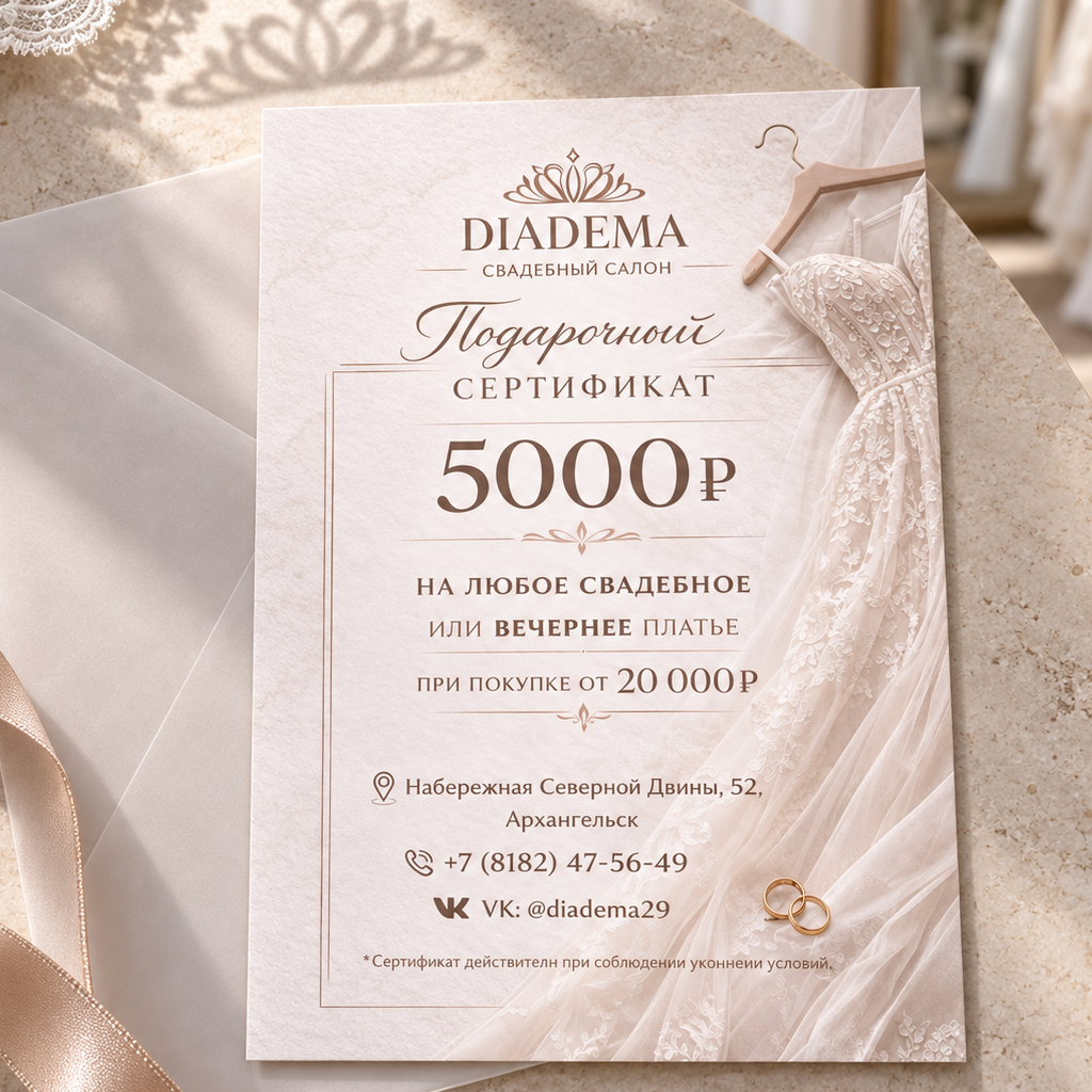 Подарочный сертификат для свадебного салона DIADEMA